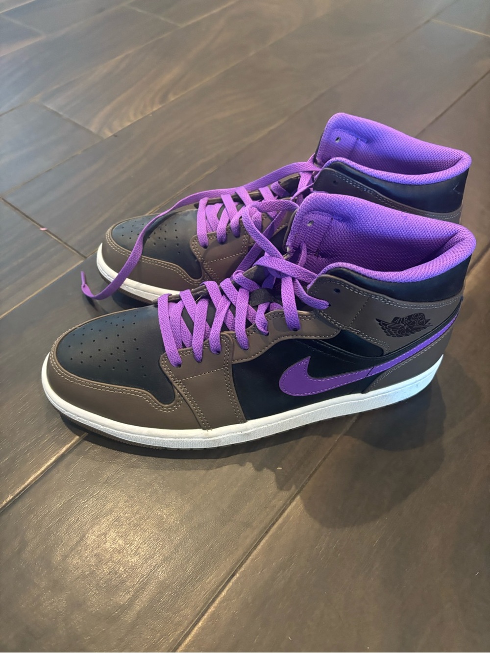 Jordan High-Top Sneakers in Purple and Brown with White Midsole